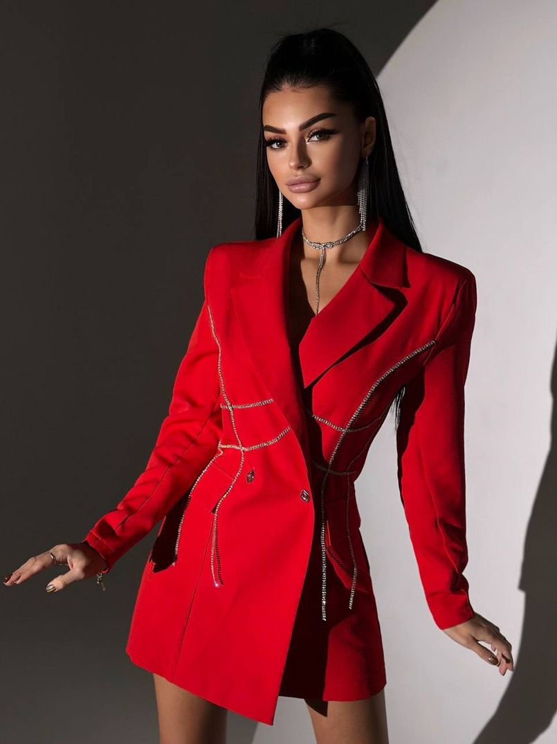 Сукня-піджак, декорована стразами Ручна робота Сукня-піджак, декорована стразами Ручна робота | PUSHKA SHOP