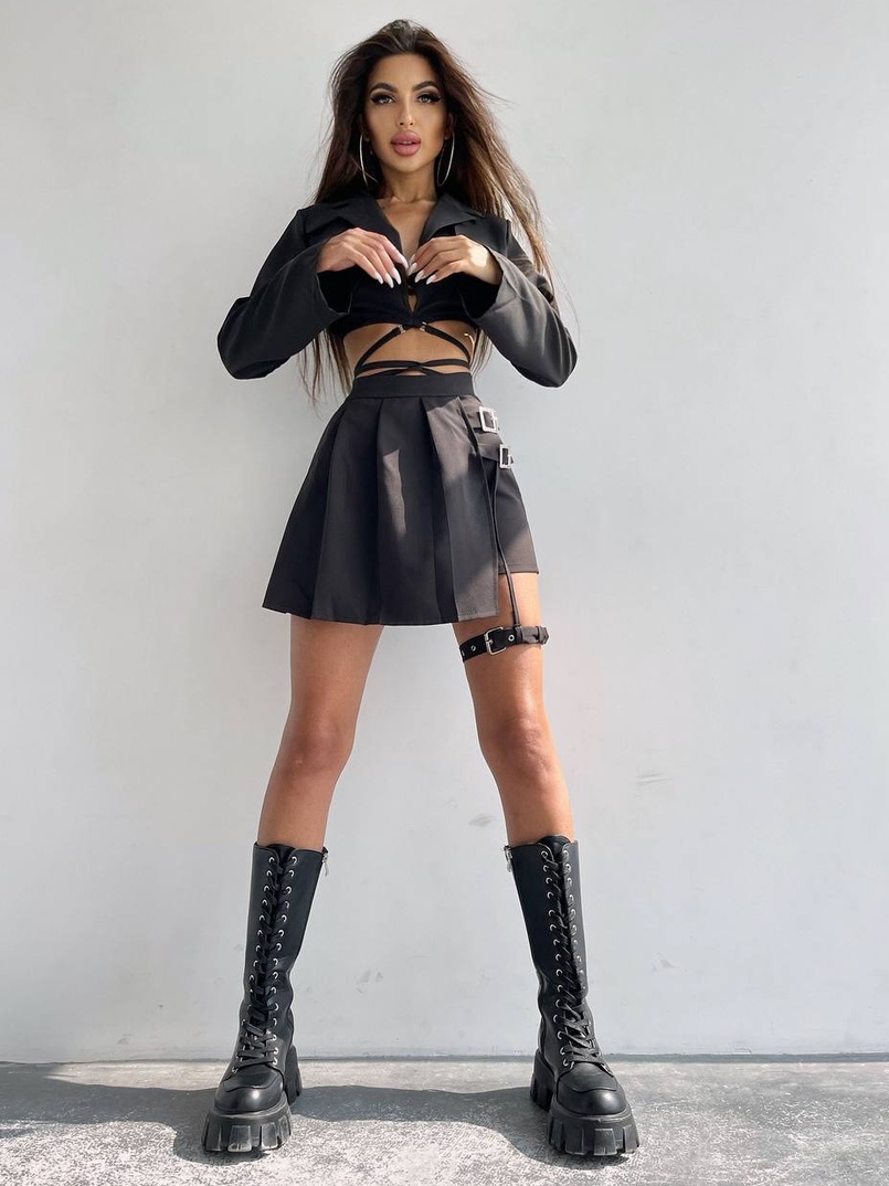 Костюм : піджак + спідниця-шорти із застібкою на ніжці Костюм : піджак + спідниця-шорти із застібкою на ніжці | PUSHKA SHOP