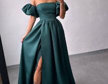 Сукня максі  з розрізом на спідниці та об’ємними рукавами  Сукня максі  з розрізом на спідниці та об’ємними рукавами  | PUSHKA SHOP