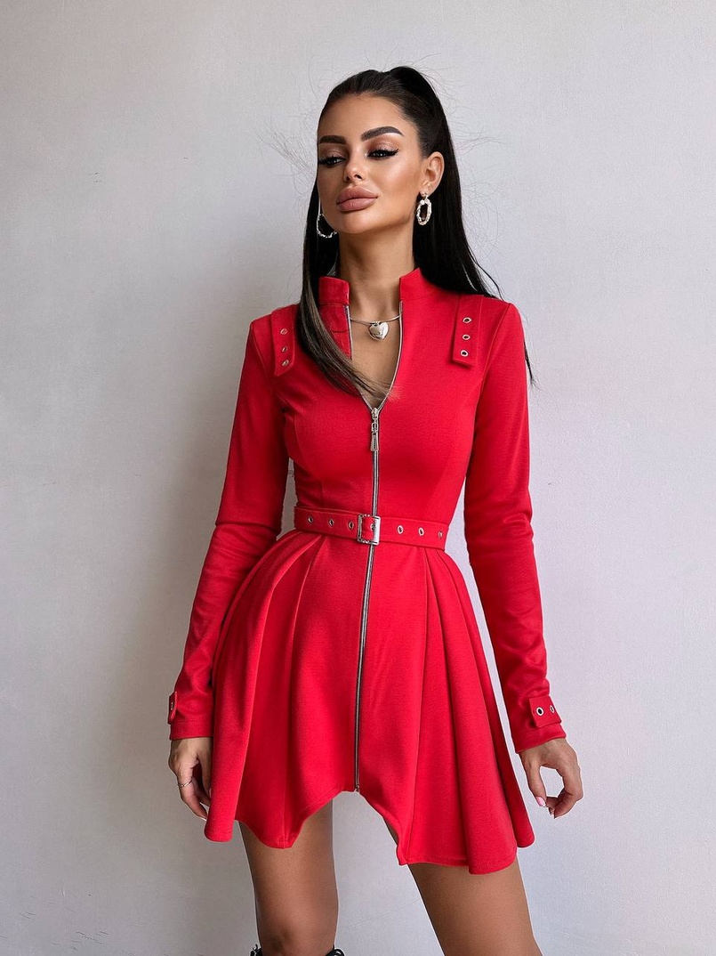 Сукня з пишною спідницею і поясом | PUSHKA SHOP