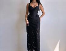 Вишуканий комплект із мереживного корсета та спідниці міді  | PUSHKA SHOP