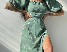 Платье миди со шнуровкой на спинке  | PUSHKA SHOP