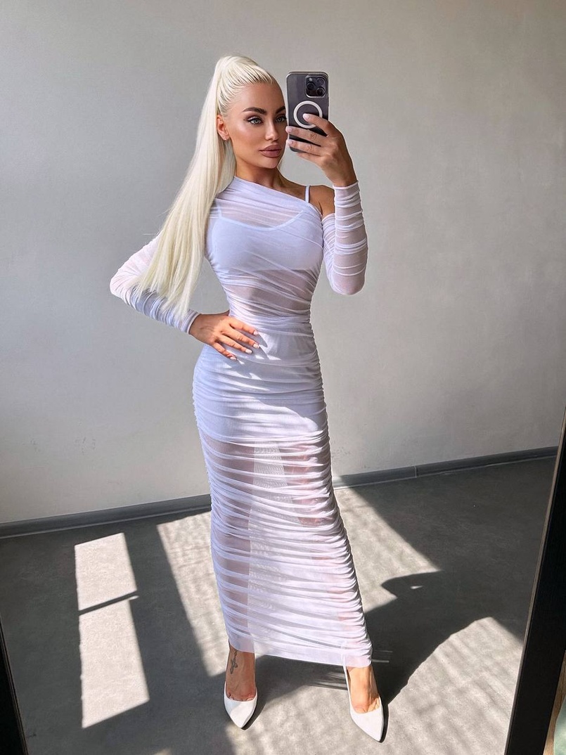 Сукня міді з драпіруванням   | PUSHKA SHOP