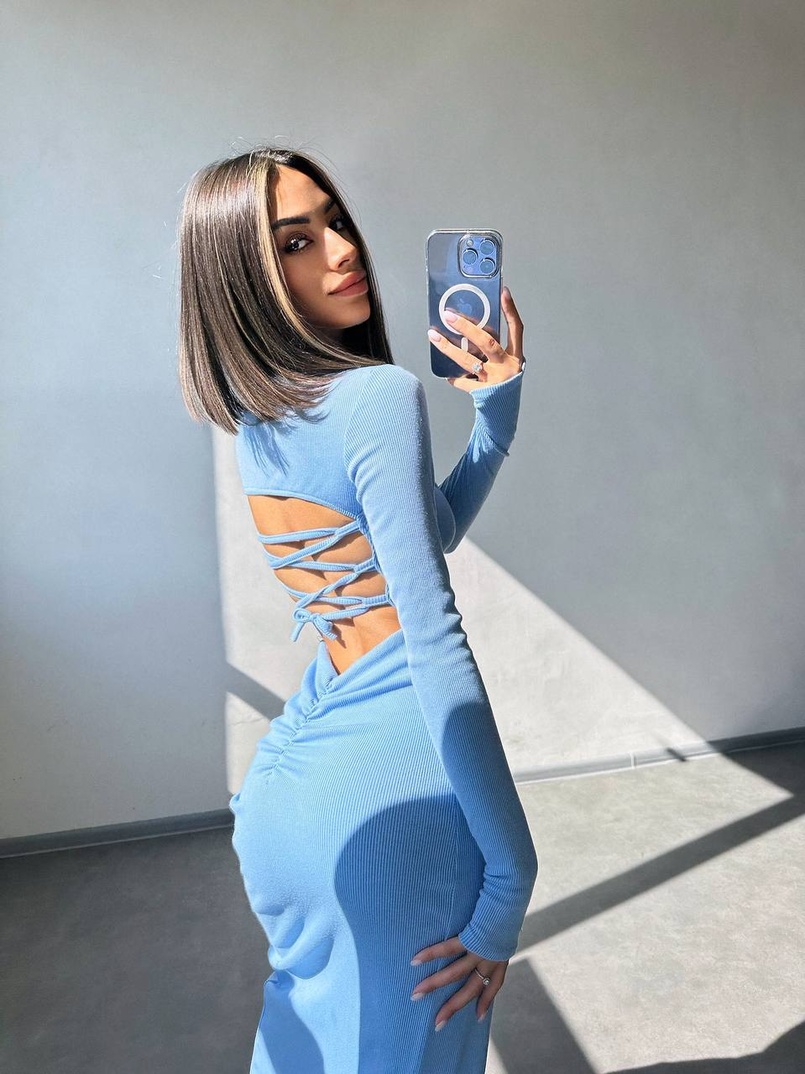 Трикотажна сукня міді зі шнурівкою на спинці  Трикотажна сукня міді зі шнурівкою на спинці  | PUSHKA SHOP