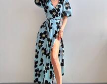 Сукня міді  із запахом та об'ємними рукавами Сукня міді  із запахом та об'ємними рукавами | PUSHKA SHOP