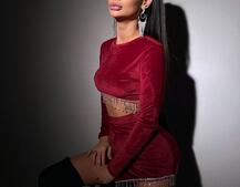 Оксамитовий комплект, декорований бахромою зі страз Оксамитовий комплект, декорований бахромою зі страз | PUSHKA SHOP