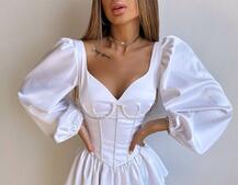 Комплект: сукня з подвійною спідницею + корсет, декорований стразами    Комплект: сукня з подвійною спідницею + корсет, декорований стразами    | PUSHKA SHOP