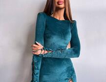 Оксамитова сукня міді зі шнурівкою | PUSHKA SHOP