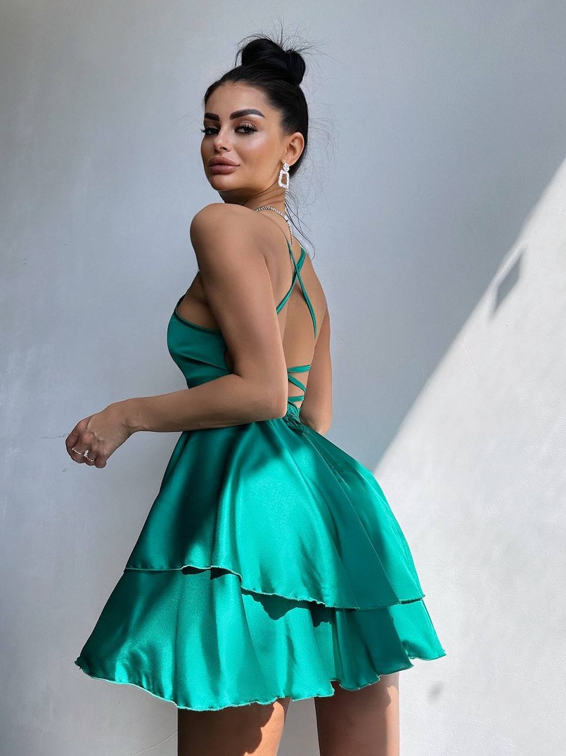 Шовкова сукня  з пишною спідницею та шнурівкою   | PUSHKA SHOP