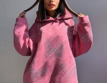 Трендове худі over size із сяючими стразами  | PUSHKA SHOP