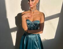 Комплект: корсет-бюстьє , декорований стразами  + спідниця максі з розрізом   Комплект: корсет-бюстьє , декорований стразами  + спідниця максі з розрізом   | PUSHKA SHOP