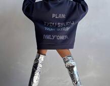 Трендове худі over size із сяючими стразами  | PUSHKA SHOP