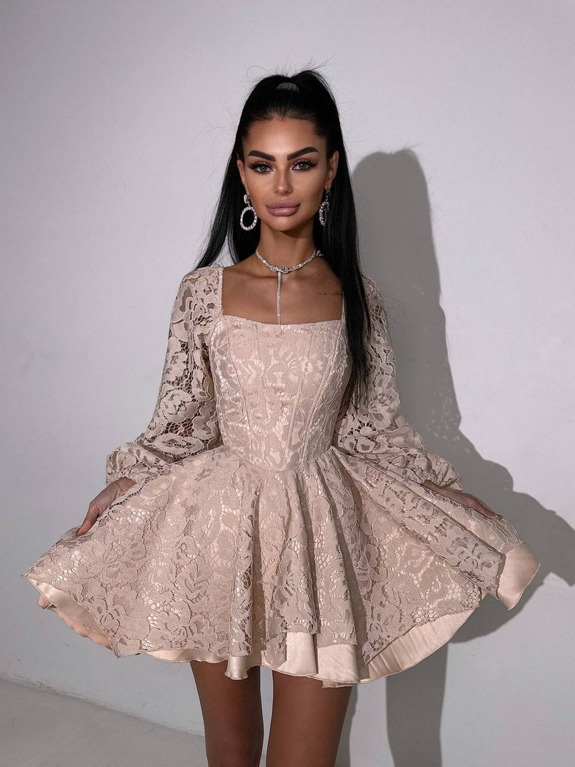 Мереживна сукня з корсетним верхом та пишною подвійною спідницею  Мереживна сукня з корсетним верхом та пишною подвійною спідницею  | PUSHKA SHOP