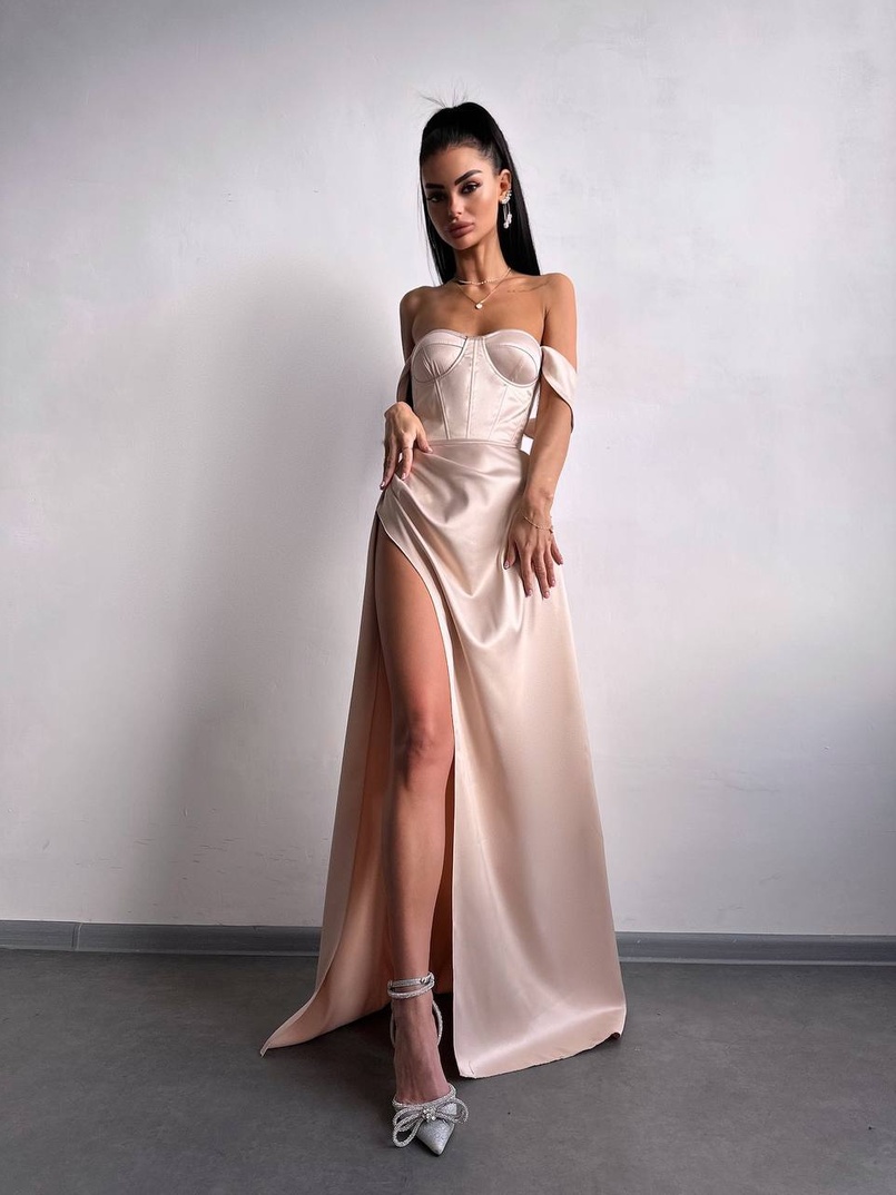 Атласний комплект: корсет бюстʼє + спідниця максі  | PUSHKA SHOP