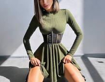 Приталена сукня з корсетною вставкою та спідницею-сонцем | PUSHKA SHOP