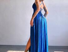 Сяюча сукня максі  зі шнурівкою на спинці Сяюча сукня максі  зі шнурівкою на спинці | PUSHKA SHOP