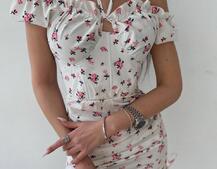 Цветочное платье мини с корсетной вставкой  на талии и присобранной юбкой  Цветочное платье мини с корсетной вставкой  на талии и присобранной юбкой  | PUSHKA SHOP