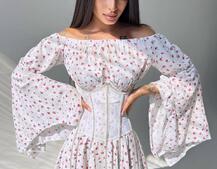 Сукня асиметричного крою з розкльошеними рукавами + корсет декорований стразами Ручна робота Сукня асиметричного крою з розкльошеними рукавами + корсет декорований стразами Ручна робота | PUSHKA SHOP