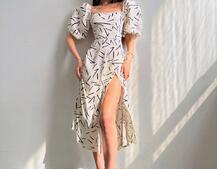 Сукня -міді зі шнурівкою на спинці та розрізом на ніжці Сукня -міді зі шнурівкою на спинці та розрізом на ніжці | PUSHKA SHOP