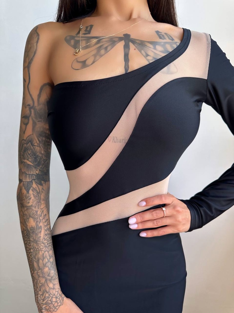 Сукня міді  із вставками сітки  Сукня міді  із вставками сітки  | PUSHKA SHOP