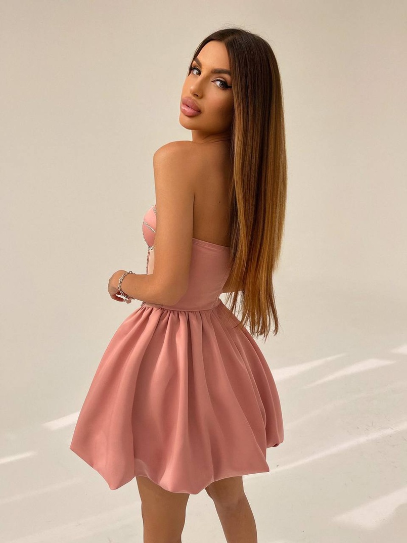 Сукня з чашечками та елементами корсету декорована стразами  | PUSHKA SHOP