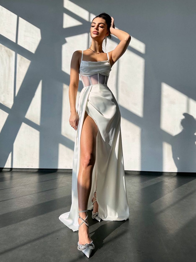 Комплект: корсет, декорований стразами + спідниця максі з драпіруванням  Комплект: корсет, декорований стразами + спідниця максі з драпіруванням  | PUSHKA SHOP