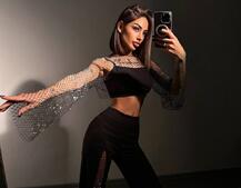 Комплект: топ + штани із сіткою зі стразами  Комплект: топ + штани із сіткою зі стразами  | PUSHKA SHOP