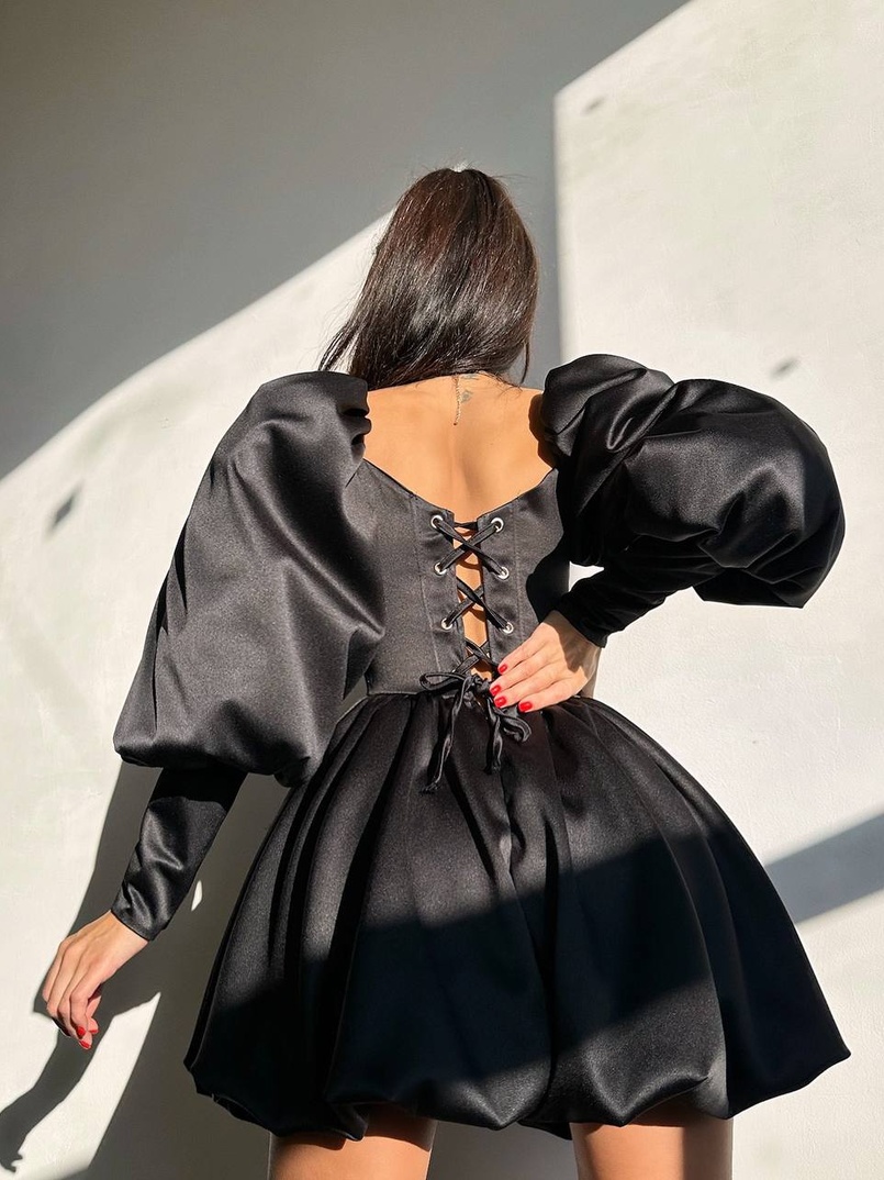 Сукня з обʼємними рукавами та спідницею балоном  Сукня з обʼємними рукавами та спідницею балоном  | PUSHKA SHOP