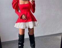 Сукня з об'ємними рукавами + спідниця з воланами Сукня з об'ємними рукавами + спідниця з воланами | PUSHKA SHOP