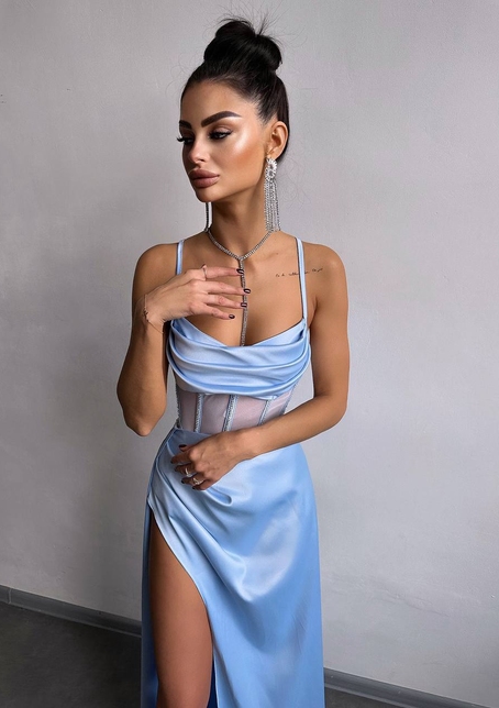 Комплект: корсет, декорований стразами + спідниця максі з драпіруванням  | PUSHKA SHOP