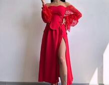 Сукня міді з корсетом декорована мереживом  | PUSHKA SHOP