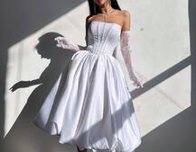 Комплект : мереживий корсет   + рукавички +спідниця балон міді  | PUSHKA SHOP
