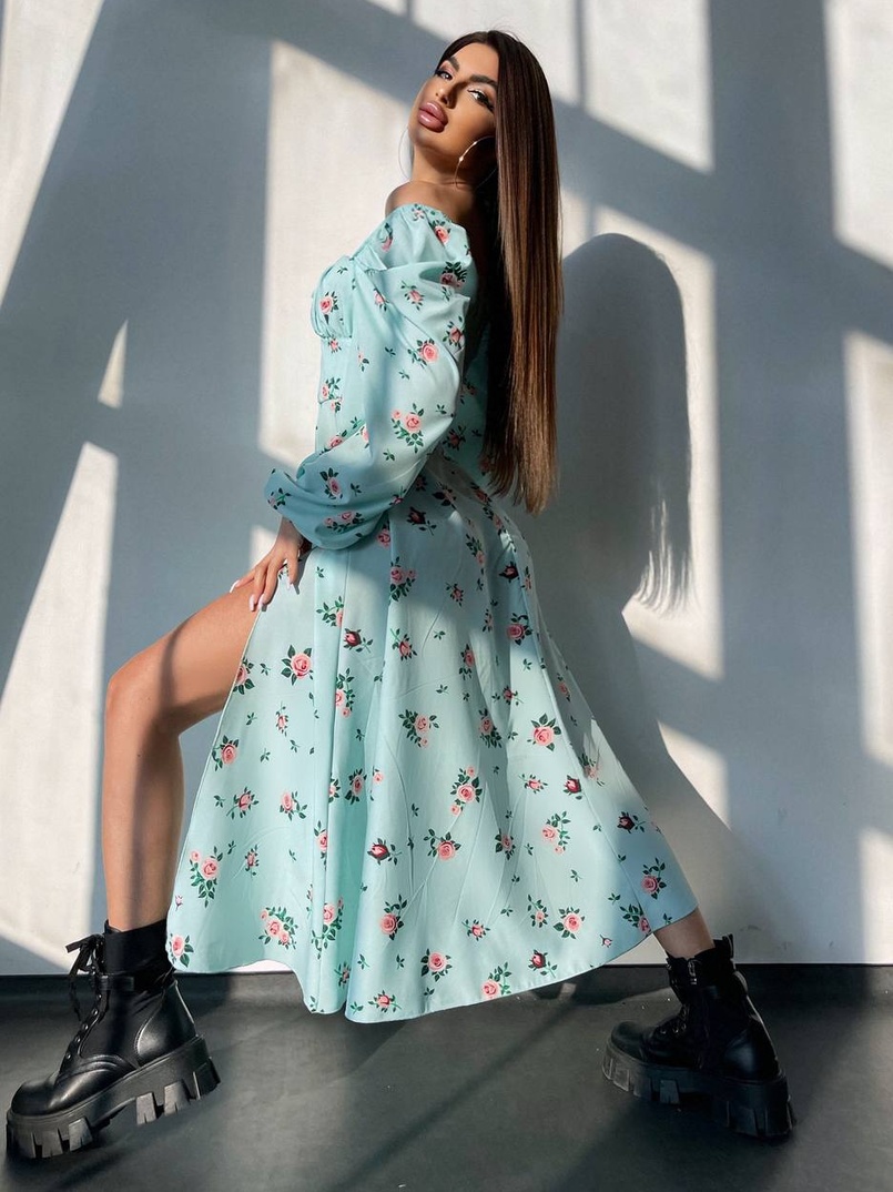 Сукня міді з квітковим принтом  Сукня міді з квітковим принтом  | PUSHKA SHOP