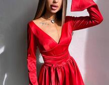 Атласна корсетна сукня  з пишною спідницею та зав‘язками на талії | PUSHKA SHOP