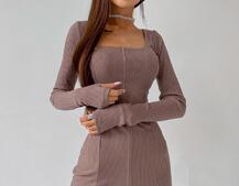 Платье-мини с квадратным вырезом  Платье-мини с квадратным вырезом  | PUSHKA SHOP