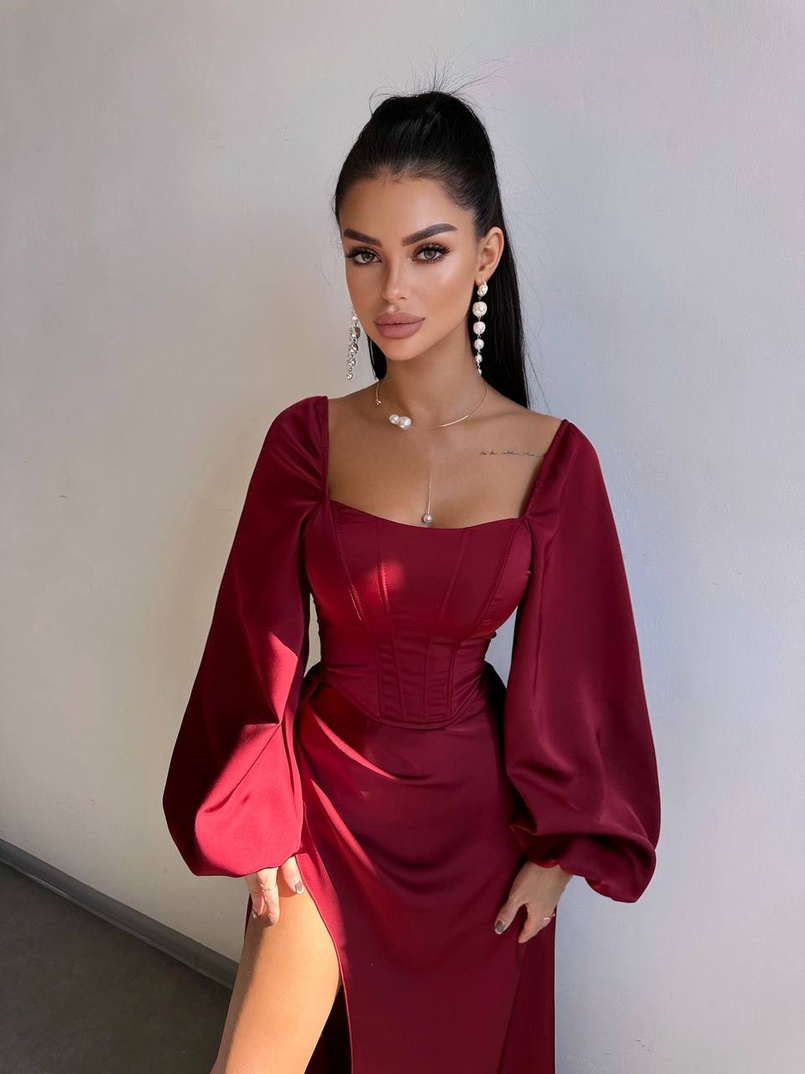 Атласний комплект: корсет + спідниця максі з драпіруванням Атласний комплект: корсет + спідниця максі з драпіруванням | PUSHKA SHOP