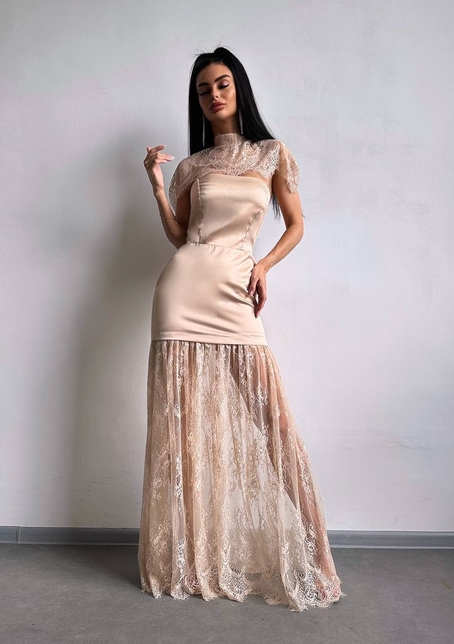 Елегантна сукня максі з мереживом | PUSHKA SHOP