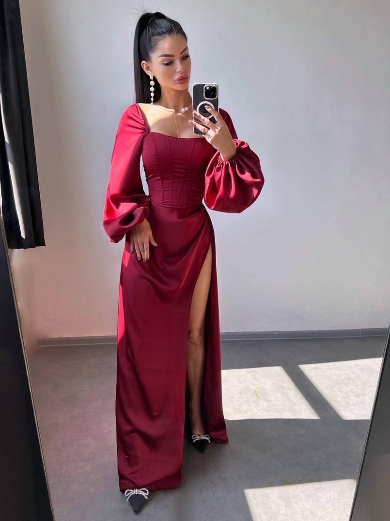 Атласний комплект: корсет + спідниця максі з драпіруванням Атласний комплект: корсет + спідниця максі з драпіруванням | PUSHKA SHOP