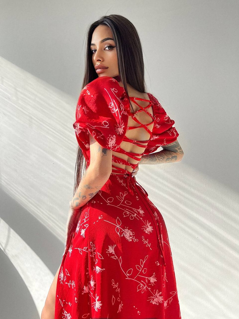 Платье миди со шнуровкой на спинке  Платье миди со шнуровкой на спинке  | PUSHKA SHOP