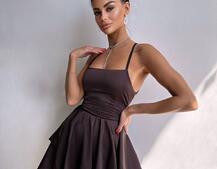 Шовкова сукня  з пишною спідницею та шнурівкою   Шовкова сукня  з пишною спідницею та шнурівкою   | PUSHKA SHOP