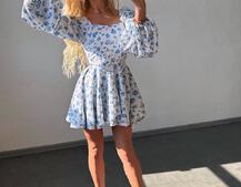 Сукня міні з квітковим принтом, корсетним верхом та подвійною спідницею  Сукня міні з квітковим принтом, корсетним верхом та подвійною спідницею  | PUSHKA SHOP