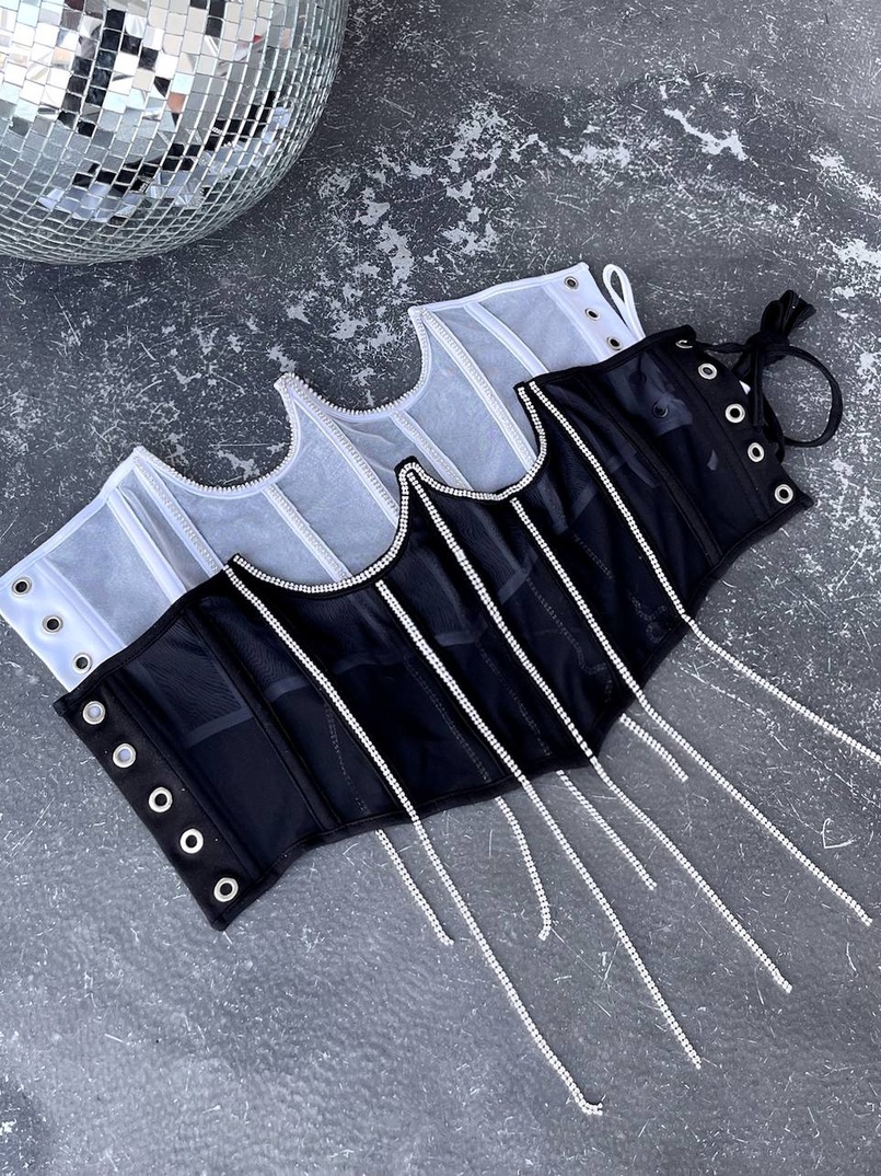 Корсет на кісточках зі шнурівкою, декорований стразами Ручна робота! Корсет на кісточках зі шнурівкою, декорований стразами Ручна робота! | PUSHKA SHOP