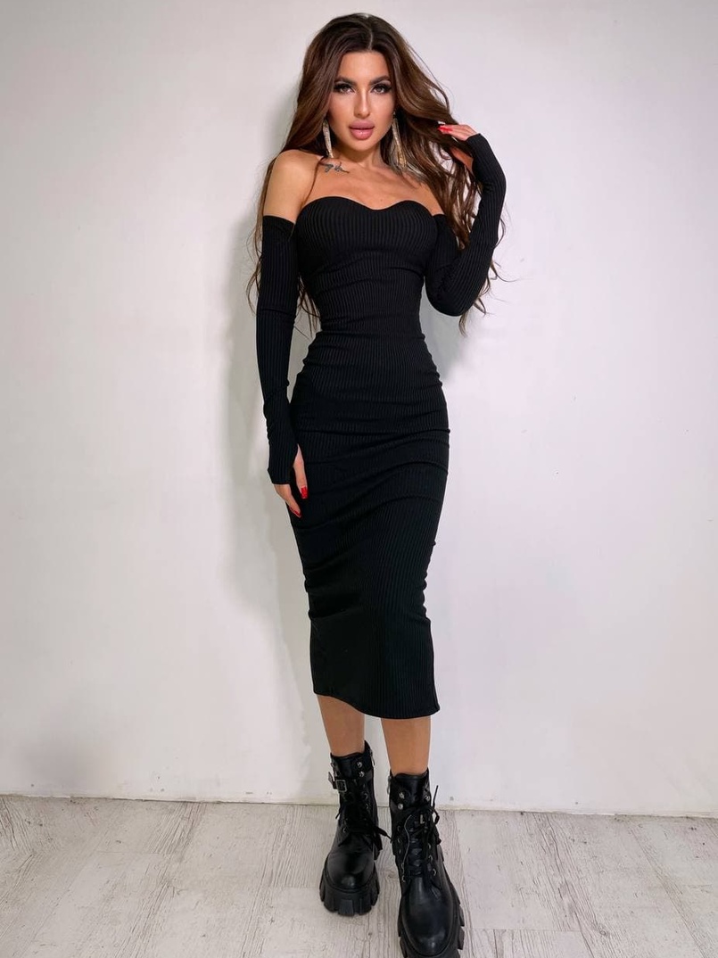 Облегающее платье  миди с чашечками с эффектом push up  Облегающее платье  миди с чашечками с эффектом push up  | PUSHKA SHOP