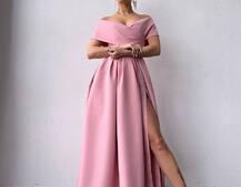 Сукня максі  з відкритими плечима та розрізом на спідниці | PUSHKA SHOP