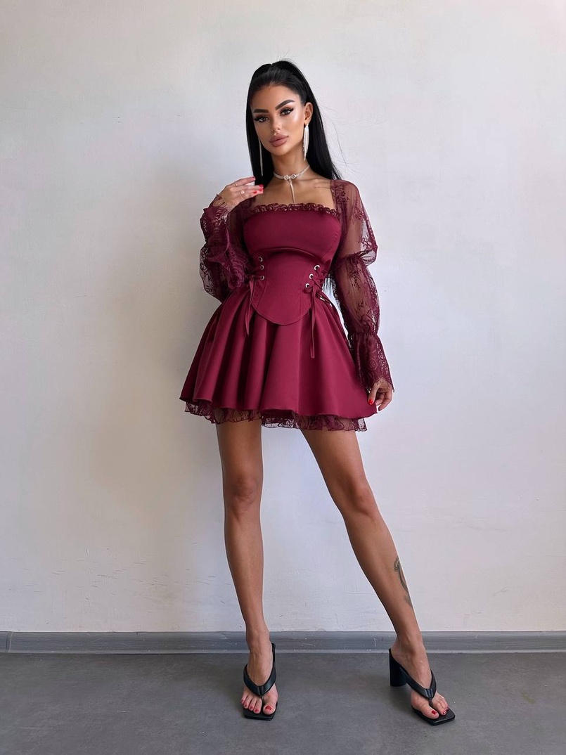 Сукня з корсетом декорована мереживом  Сукня з корсетом декорована мереживом  | PUSHKA SHOP