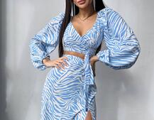 Комплект: топ із зав'язками на талії + спідниця міді з розрізом Комплект: топ із зав'язками на талії + спідниця міді з розрізом | PUSHKA SHOP