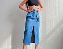 Комплект: джинсова спідниця  + топ з філіжанками  | PUSHKA SHOP