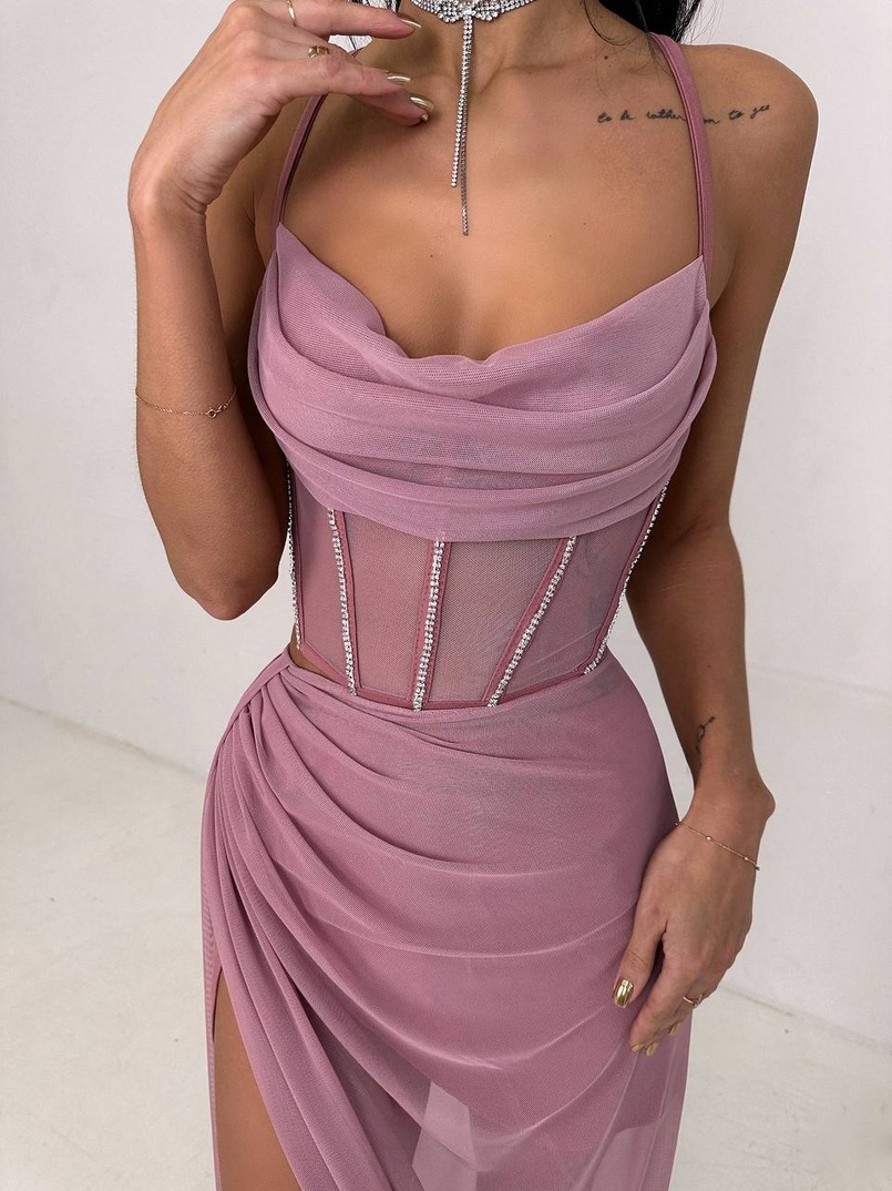 Комплект: корсет декорований стразами + спідниця максі  Комплект: корсет декорований стразами + спідниця максі  | PUSHKA SHOP