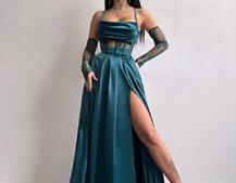 Атласний комплект: корсет + спідниця максі Атласний комплект: корсет + спідниця максі | PUSHKA SHOP