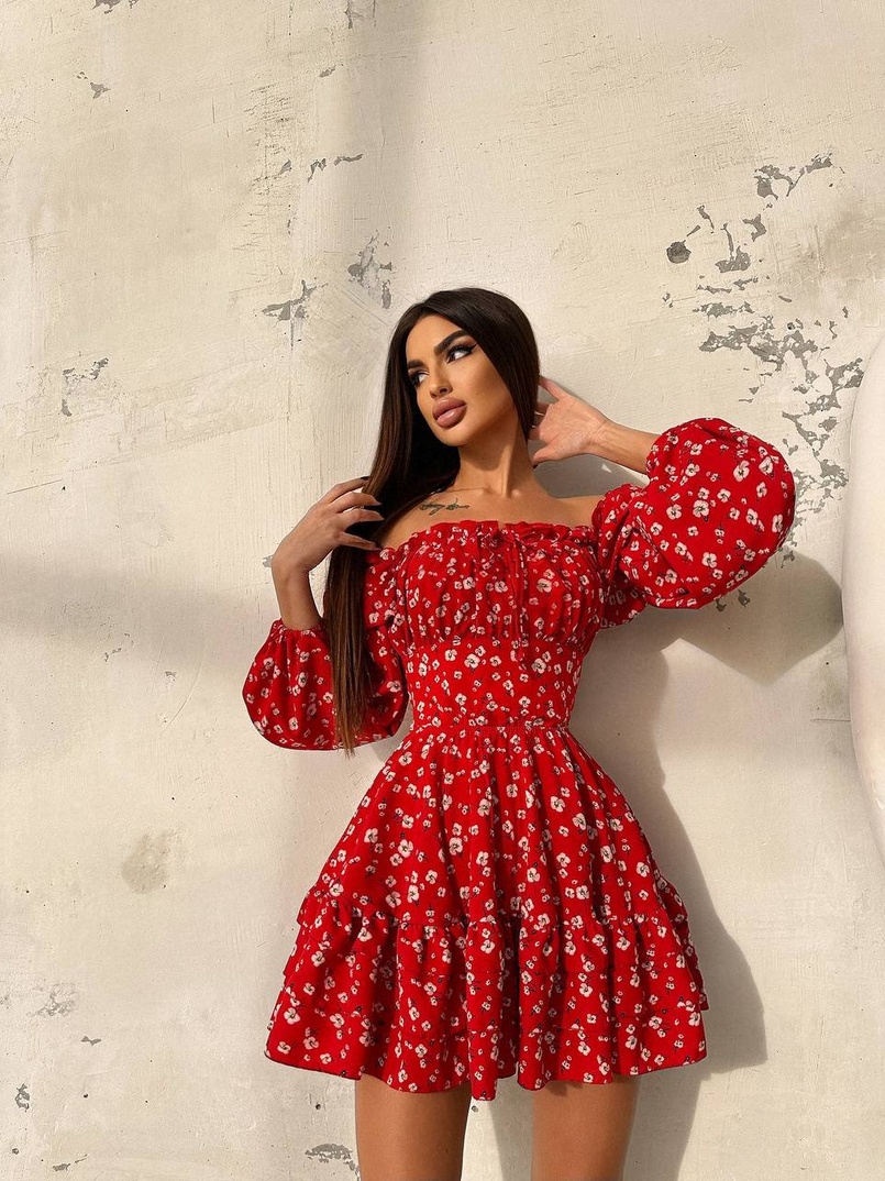 Сукня з воланами та шнурівкою  по спинці | PUSHKA SHOP